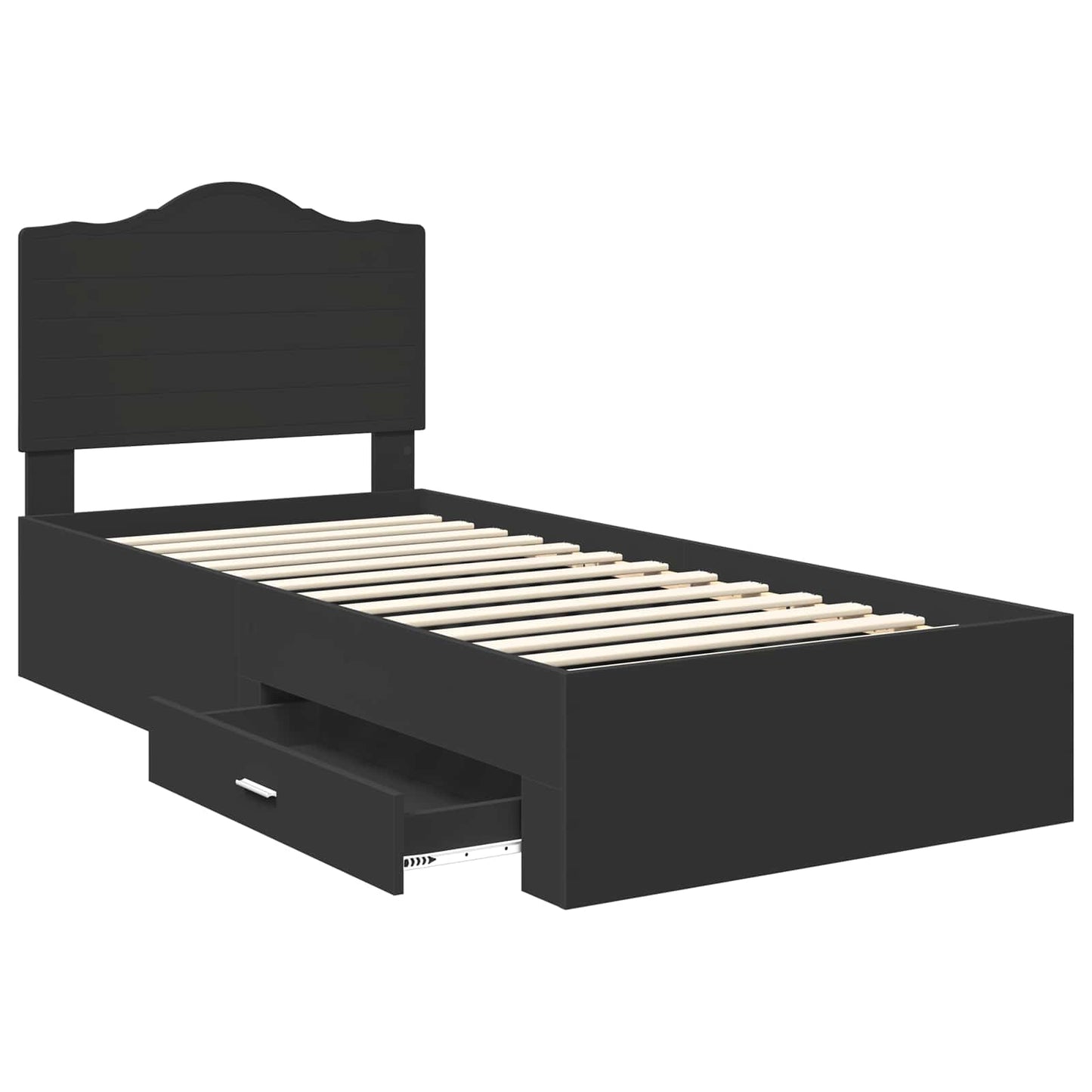 Bed Frame with Headboard Black 70 x 190 cm Engineered Wood