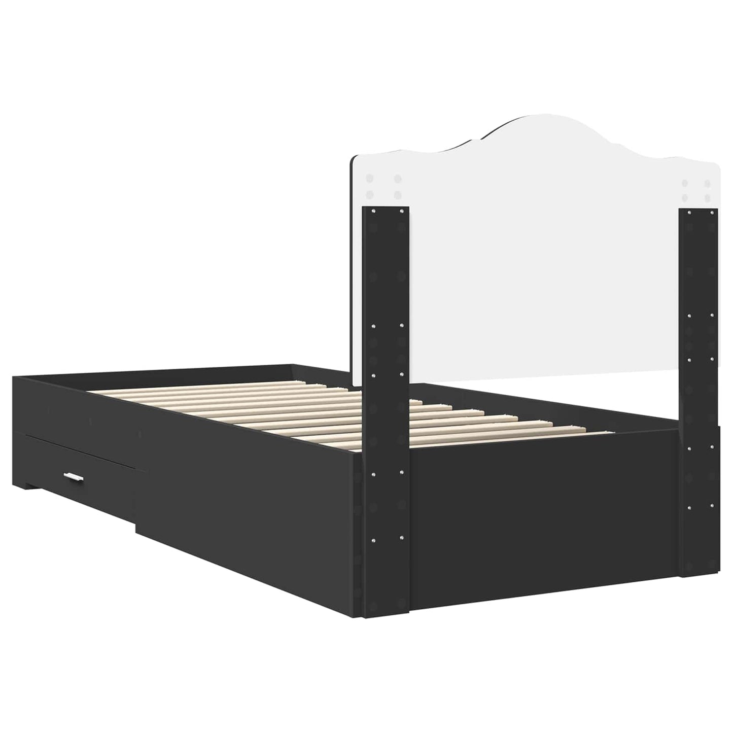 Bed Frame with Headboard Black 70 x 190 cm Engineered Wood