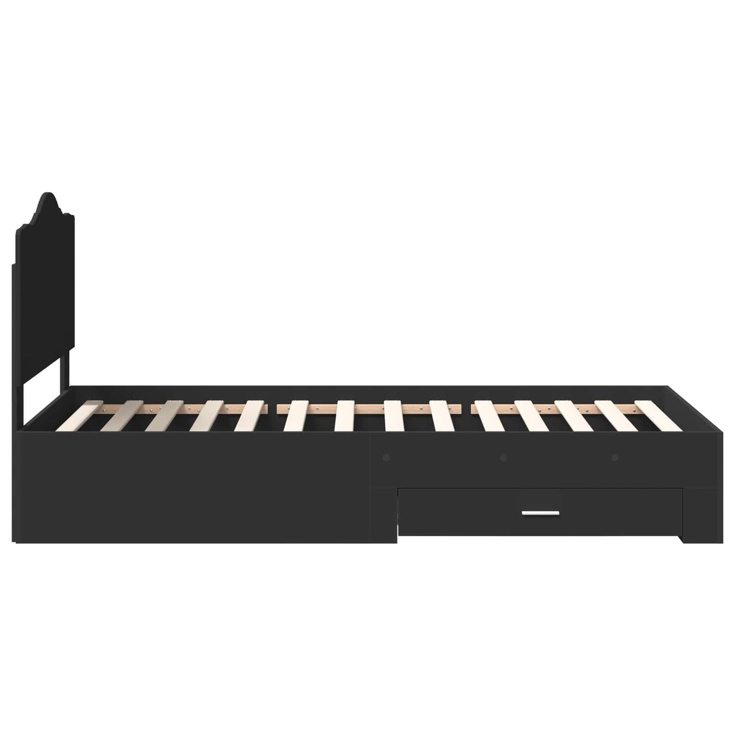 Bed Frame with Headboard Black 70 x 190 cm Engineered Wood