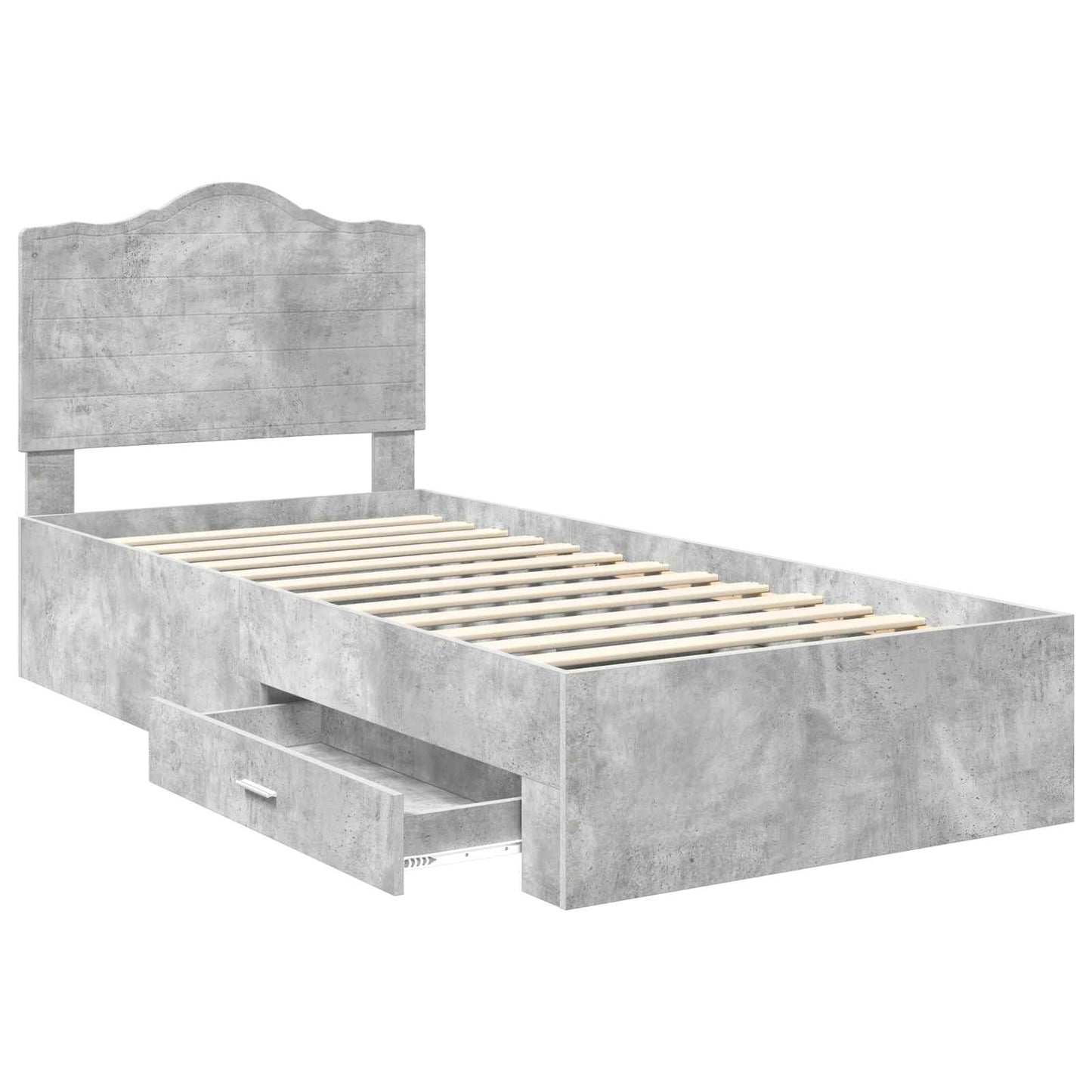 Bed Frame with Drawer Concrete Grey 70 x 190 cm Engineered Wood