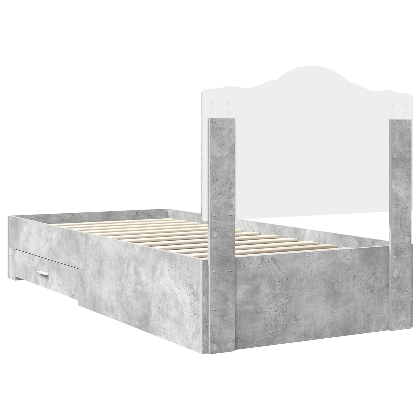 Bed Frame with Drawer Concrete Grey 70 x 190 cm Engineered Wood
