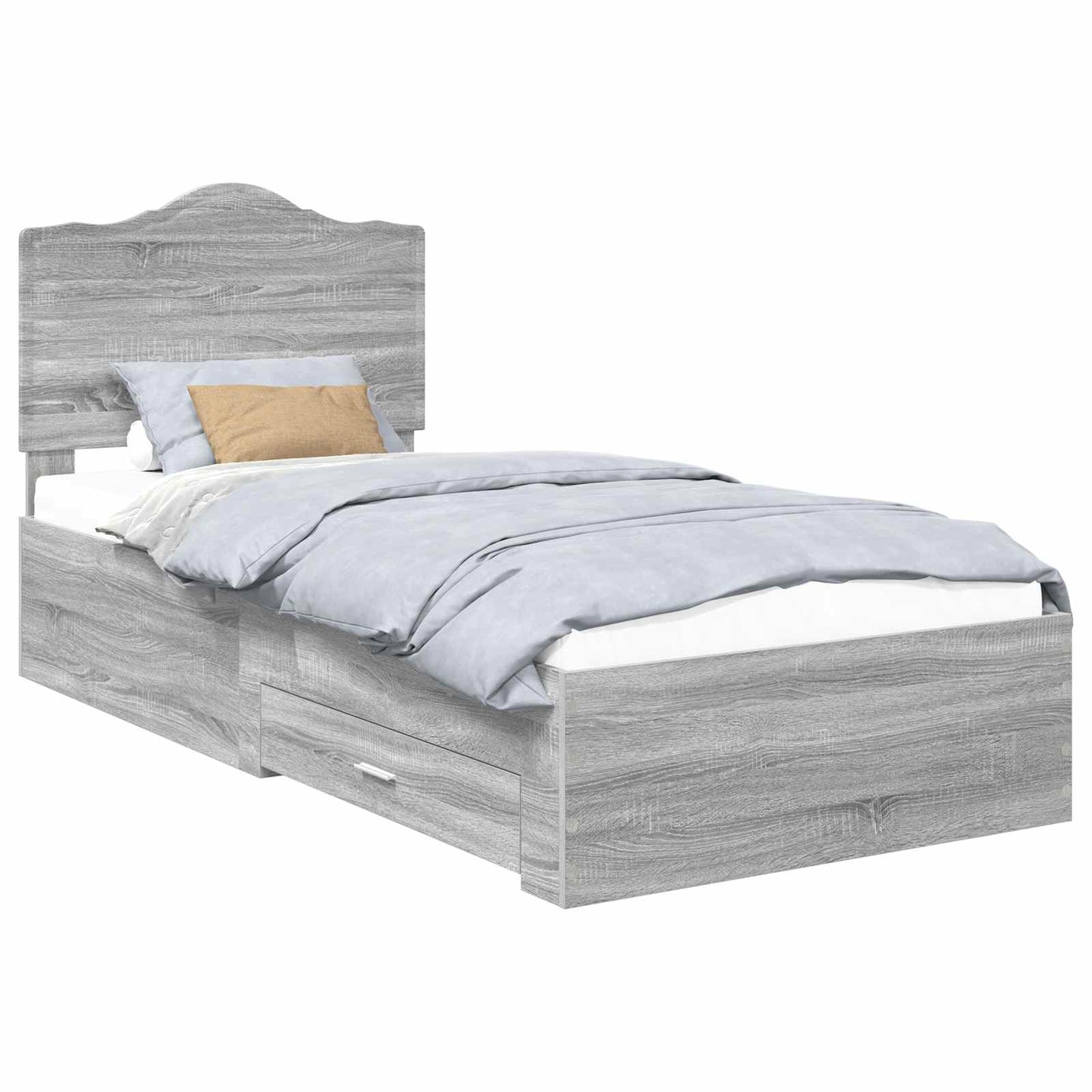 Bed Frame with Drawer Grey Sonoma 75 x 190 cm Engineered Wood