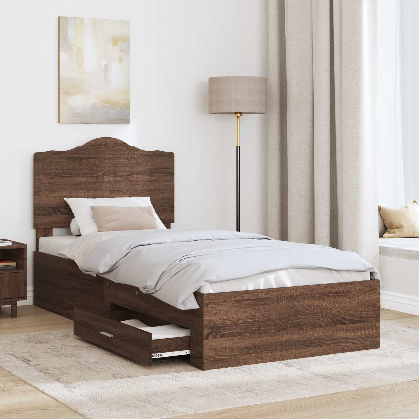 Bed Frame with Headboard Brown Oak 70 x 190 cm Engineered Wood