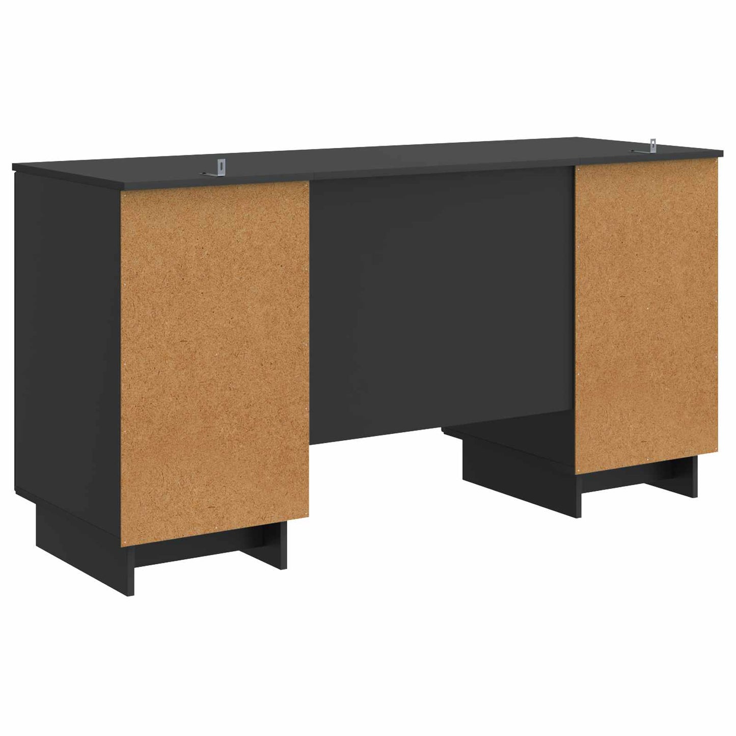 Desk Black Engineered Wood 142.5 x 50 x 75 cm