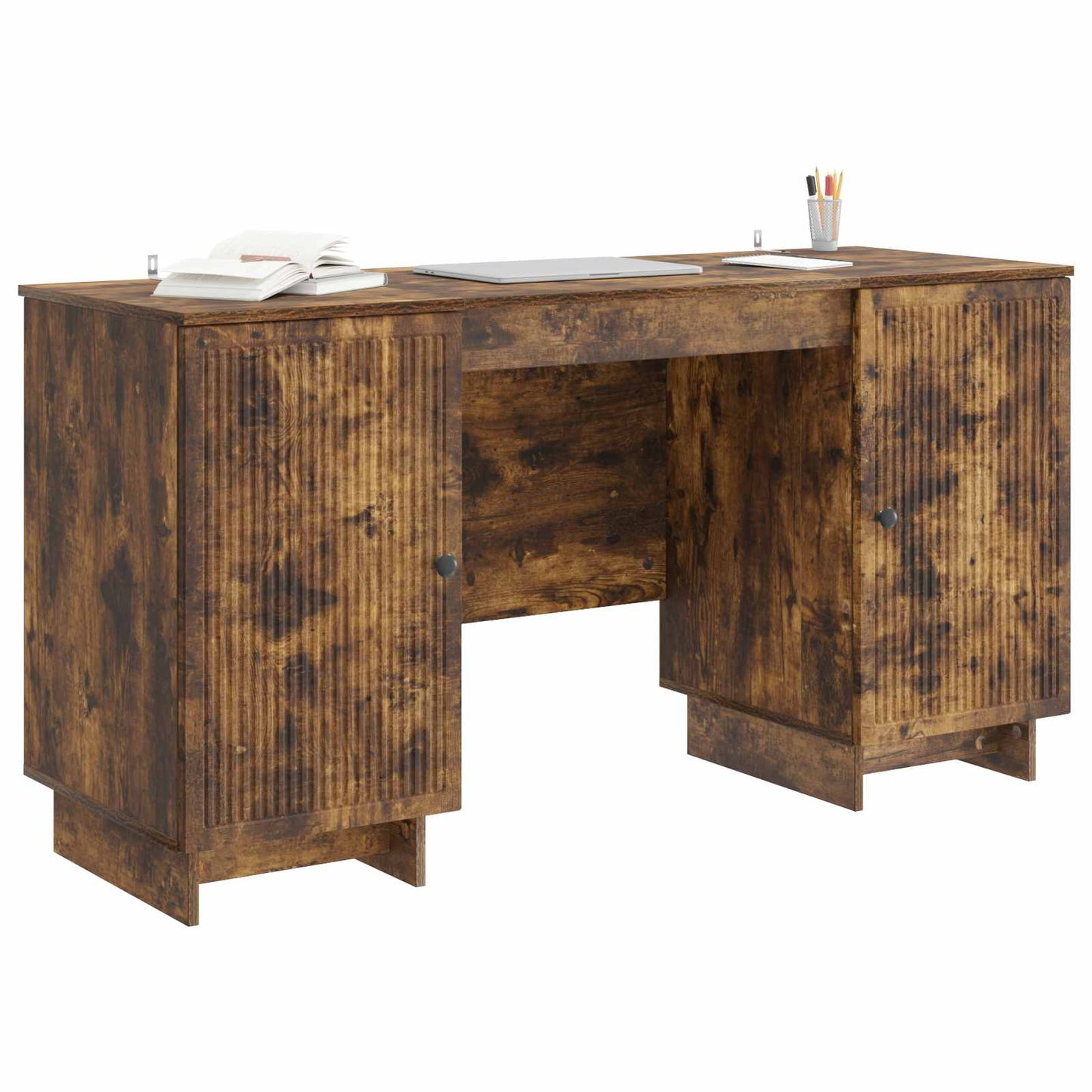 Desk Smoked Oak Engineered Wood 142.5 x 50 x 75 cm