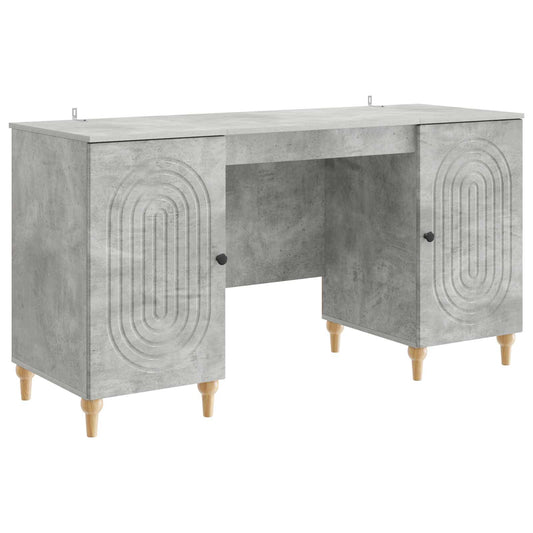 Desk with Door Concrete Grey 142.5 x 50 x 75 cm Engineered Wood