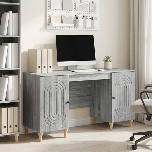 Desk with Shelf Grey Sonoma 142.5 x 50 x 75 cm Engineered Wood