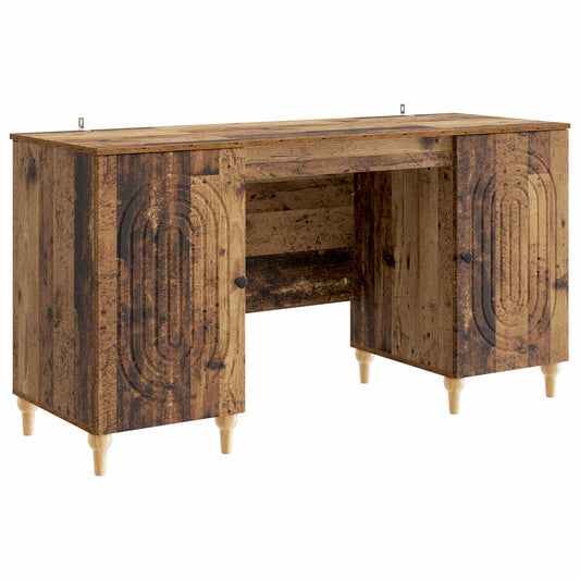 Desk with Shelf Old Wood 142.5 x 50 x 75 cm Engineered Wood
