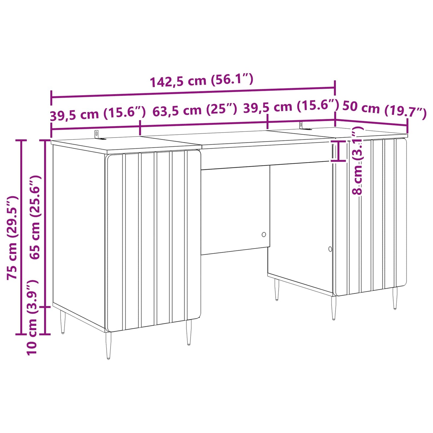 Desk with Shelf Sonoma Oak 142.5 x 50 x 75 cm Engineered Wood
