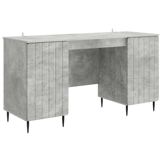 Desk with Door Concrete Grey 142.5 x 50 x 75 cm Engineered Wood