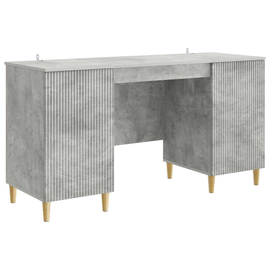 Desk with Door Concrete Grey 142.5 x 50 x 75 cm Engineered Wood