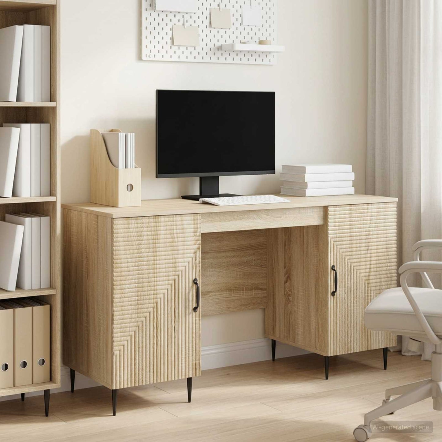 Desk with Shelf Sonoma Oak 142.5 x 50 x 75 cm Engineered Wood