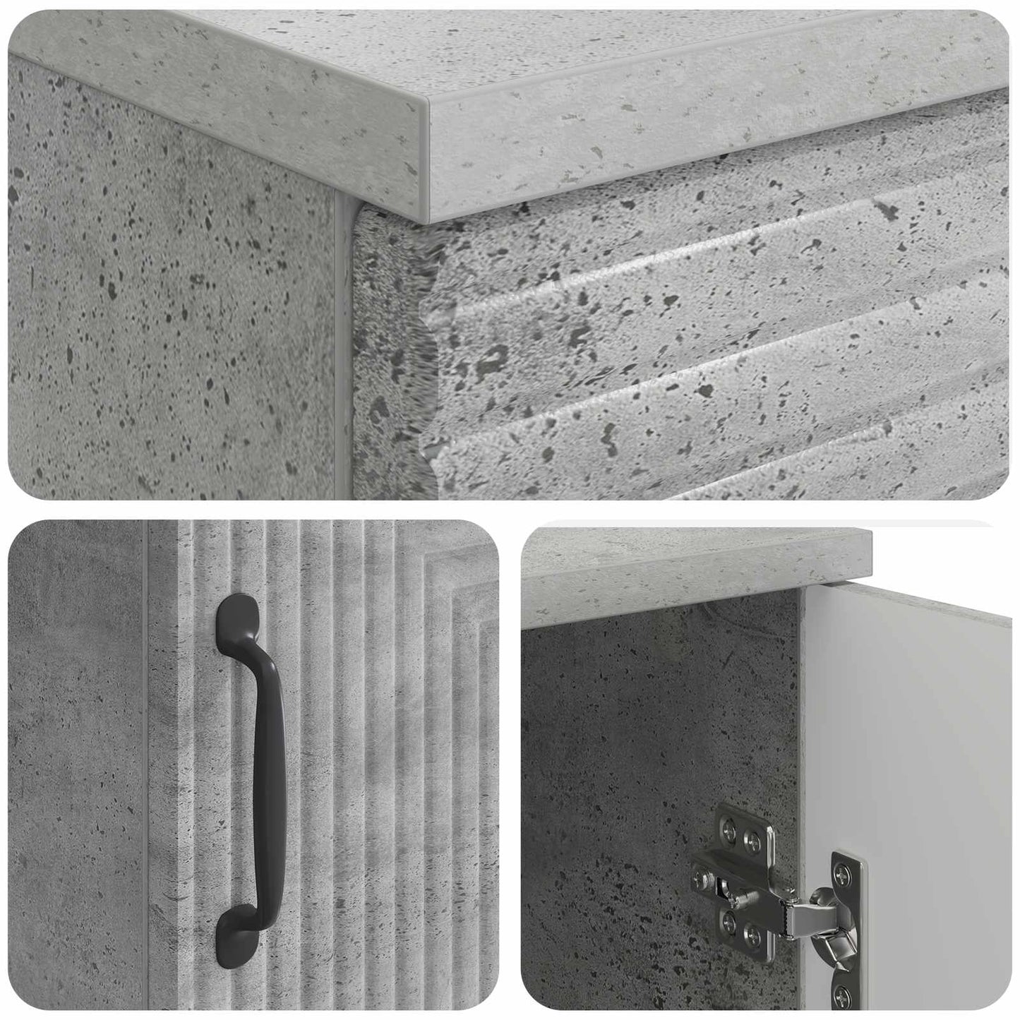 Desk with Door Concrete Grey 142.5 x 50 x 75 cm Engineered Wood