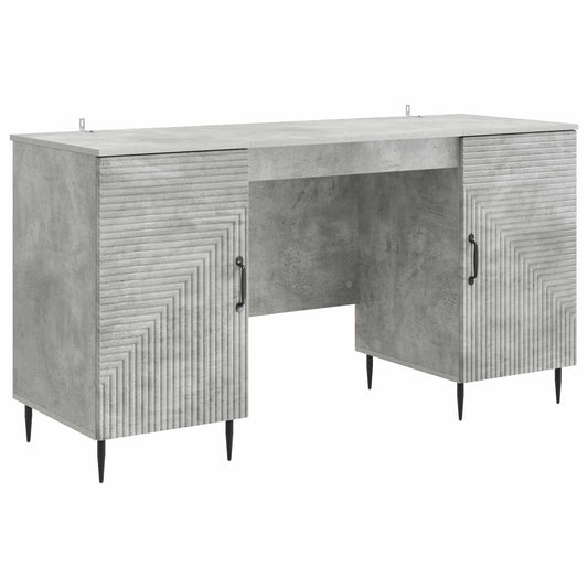 Desk with Door Concrete Grey 142.5 x 50 x 75 cm Engineered Wood