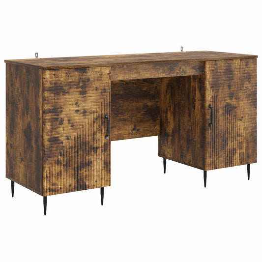 Desk with Shelf Smoked Oak 142.5 x 50 x 75 cm Engineered Wood