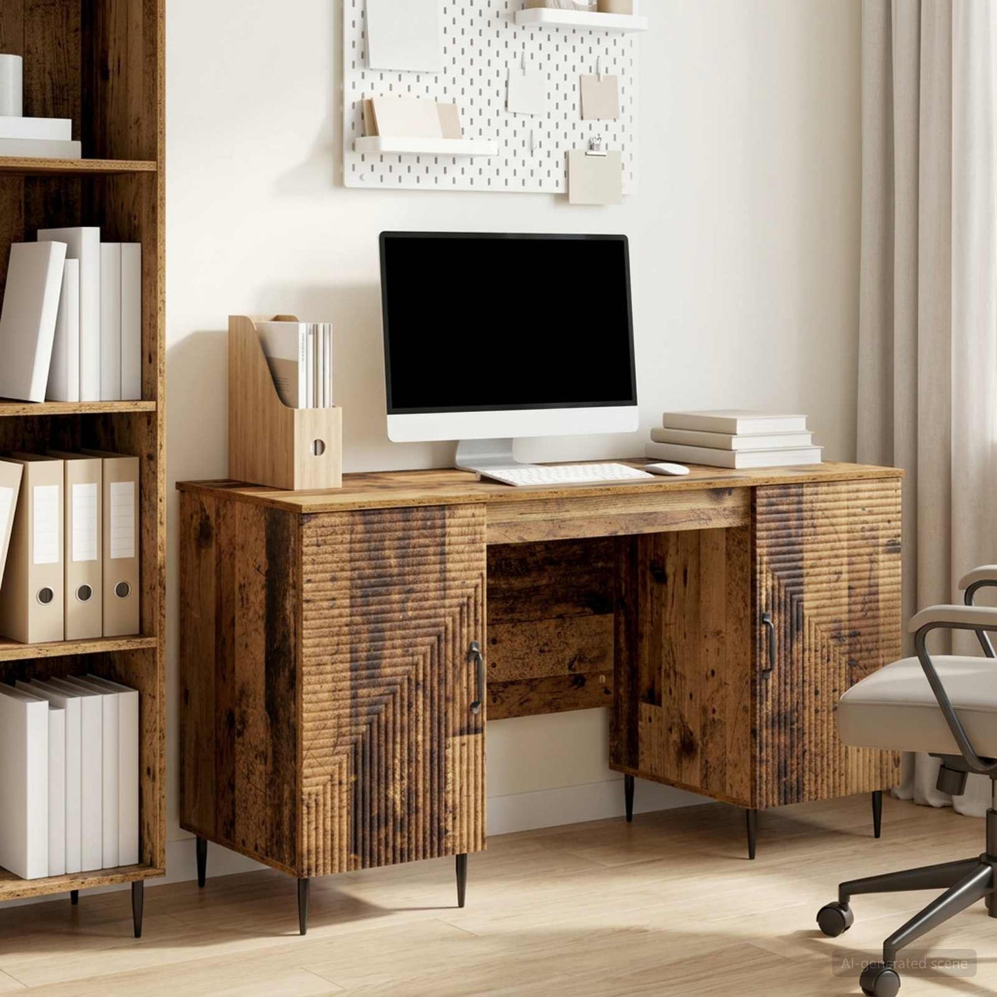 Desk with Shelf Old Wood 142.5 x 50 x 75 cm Engineered Wood