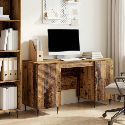 Desk with Shelf Old Wood 142.5 x 50 x 75 cm Engineered Wood