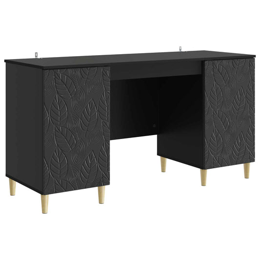 Desk Black Engineered Wood 142.5 x 50 x 75 cm