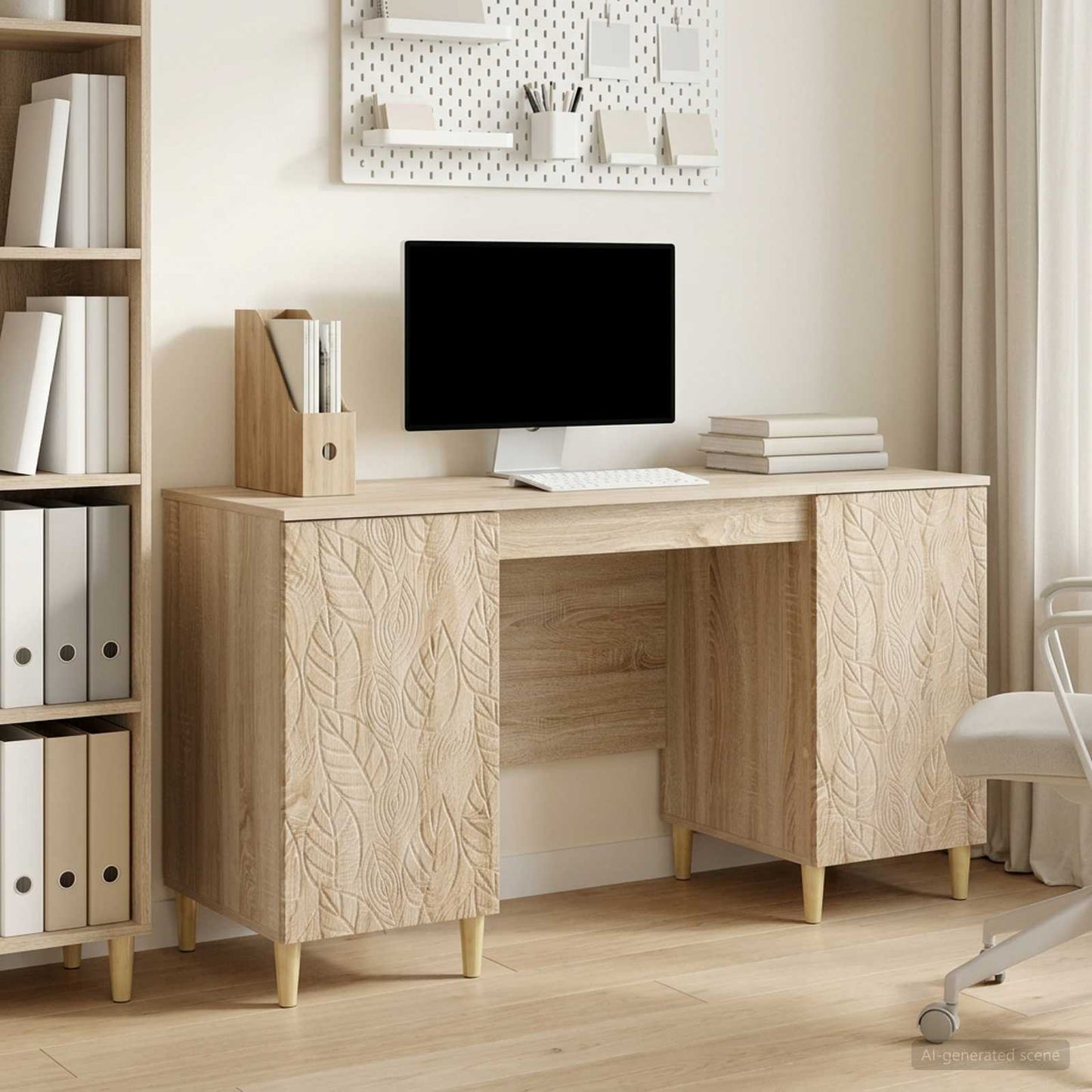 Desk Sonoma Oak Engineered Wood 142.5 x 50 x 75 cm