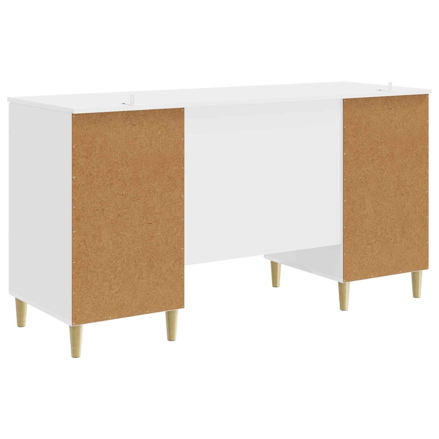 Desk High Gloss White Engineered Wood 142.5 x 50 x 75 cm
