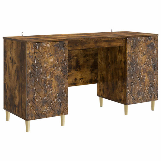 Desk Smoked Oak Engineered Wood 142.5 x 50 x 75 cm