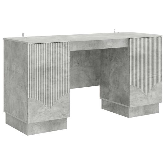 Desk with Door Concrete Grey 142.5 x 50 x 75 cm Engineered Wood