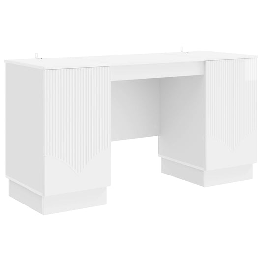 Desk High Gloss White 142.5 x 50 x 75 cm Engineered Wood