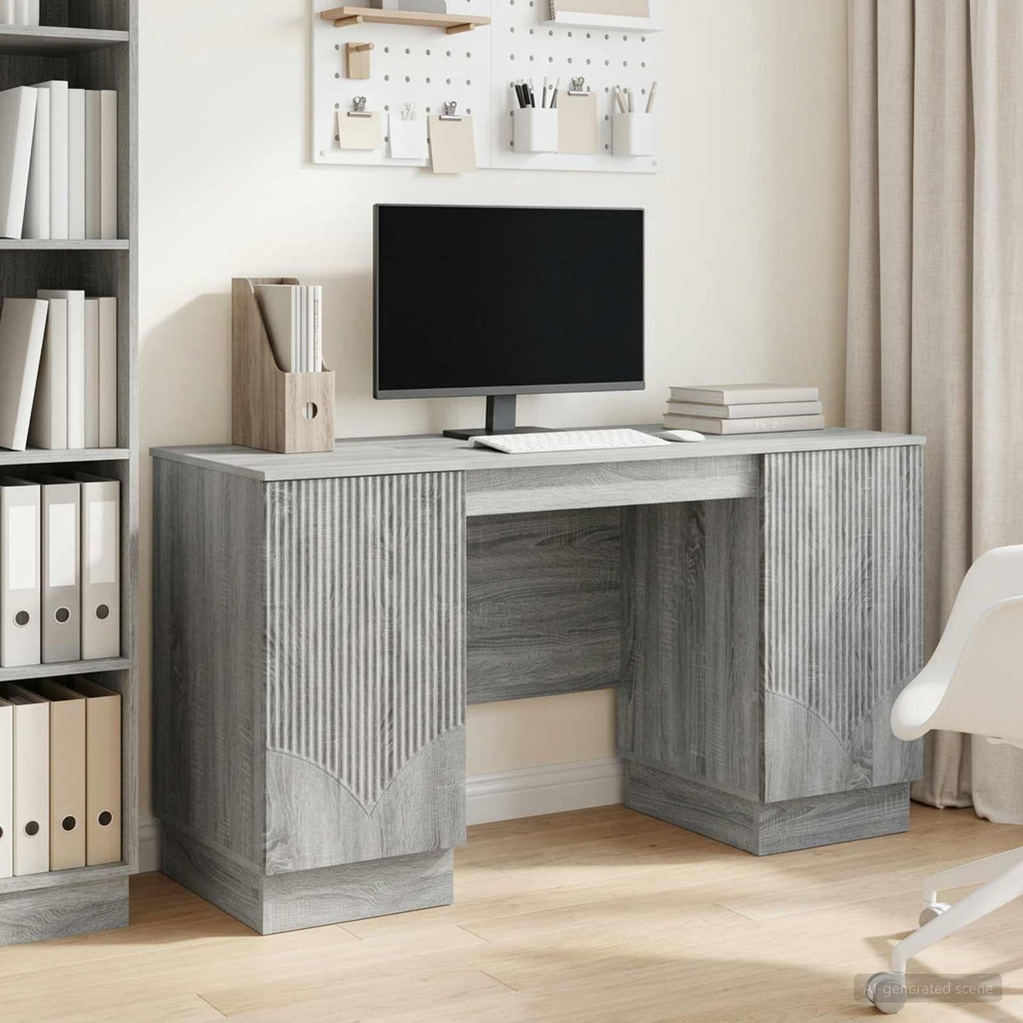 Desk Grey Sonoma 142.5 x 50 x 75 cm Engineered Wood