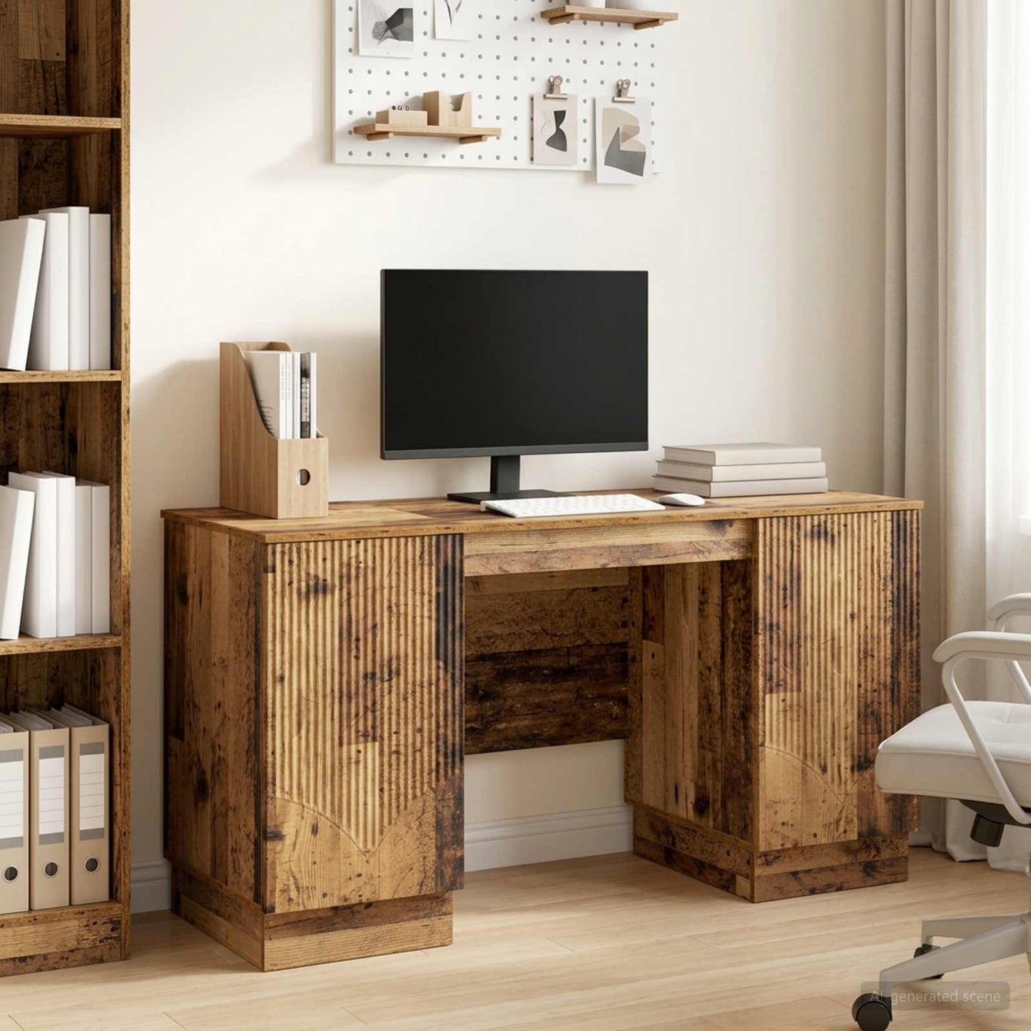 Desk with Shelf Old Wood 142.5 x 50 x 75 cm Engineered Wood