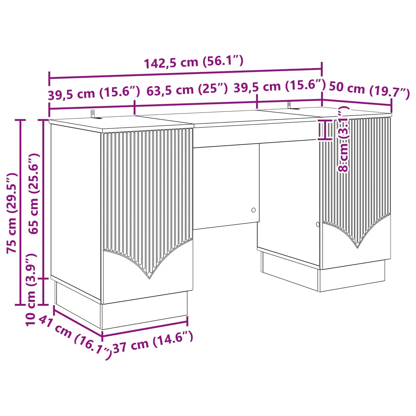 Desk with Shelf Old Wood 142.5 x 50 x 75 cm Engineered Wood