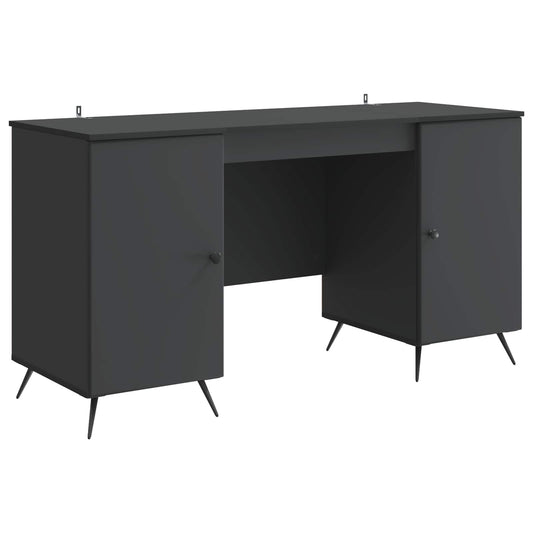 Desk with Shelf Black 142.5 x 50 x 75 cm Engineered Wood