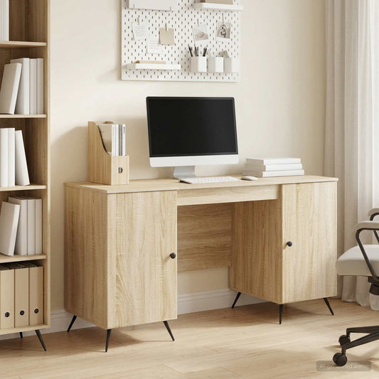 Desk with Shelf Sonoma Oak 142.5 x 50 x 75 cm Engineered Wood