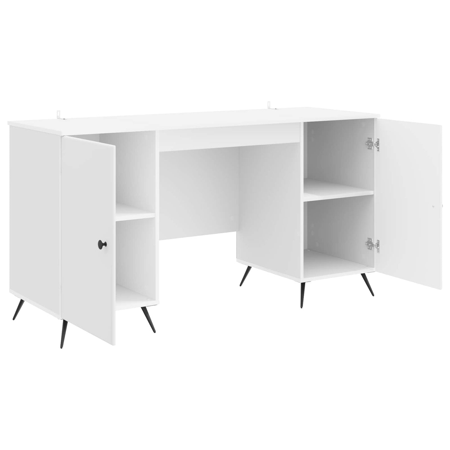 Desk High Gloss White 142.5 x 50 x 75 cm Engineered Wood