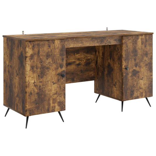 Desk with Shelf Smoked Oak 142.5 x 50 x 75 cm Engineered Wood
