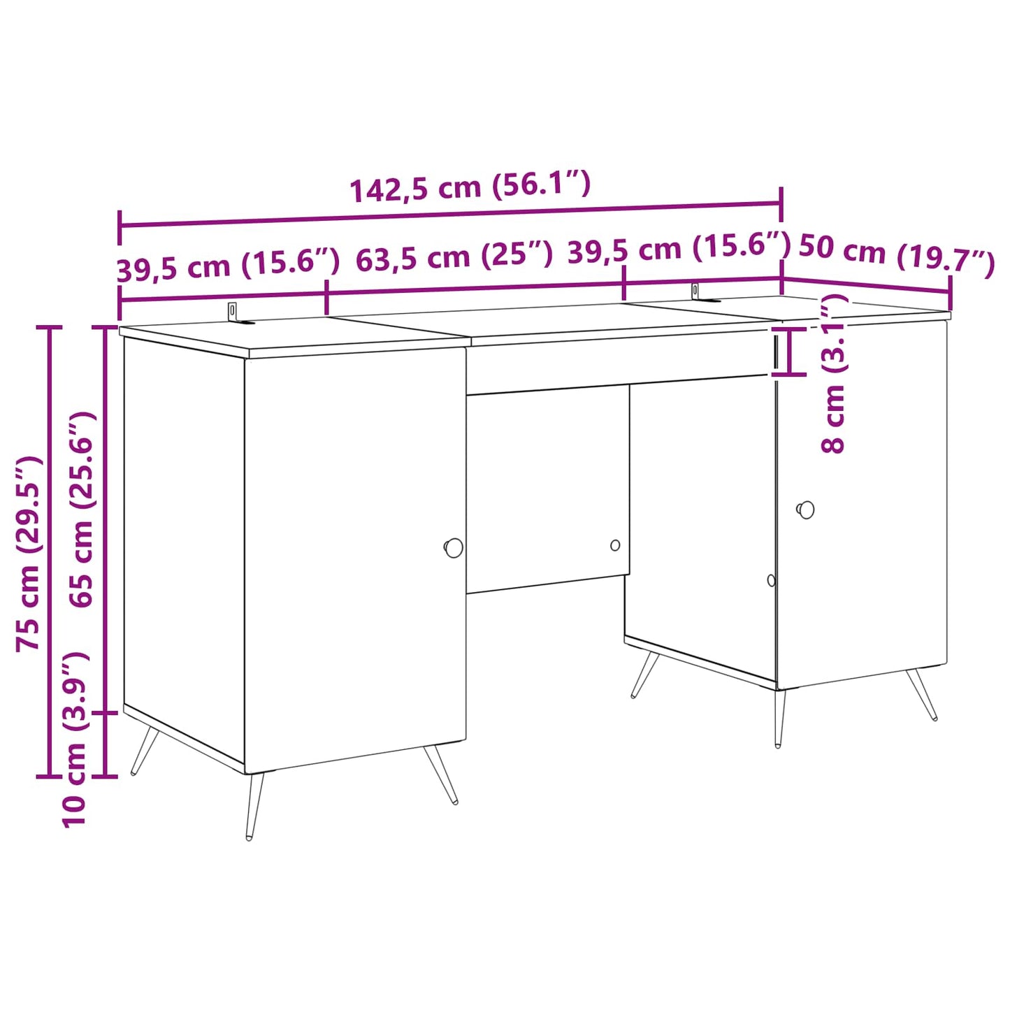 Desk with Shelf Smoked Oak 142.5 x 50 x 75 cm Engineered Wood