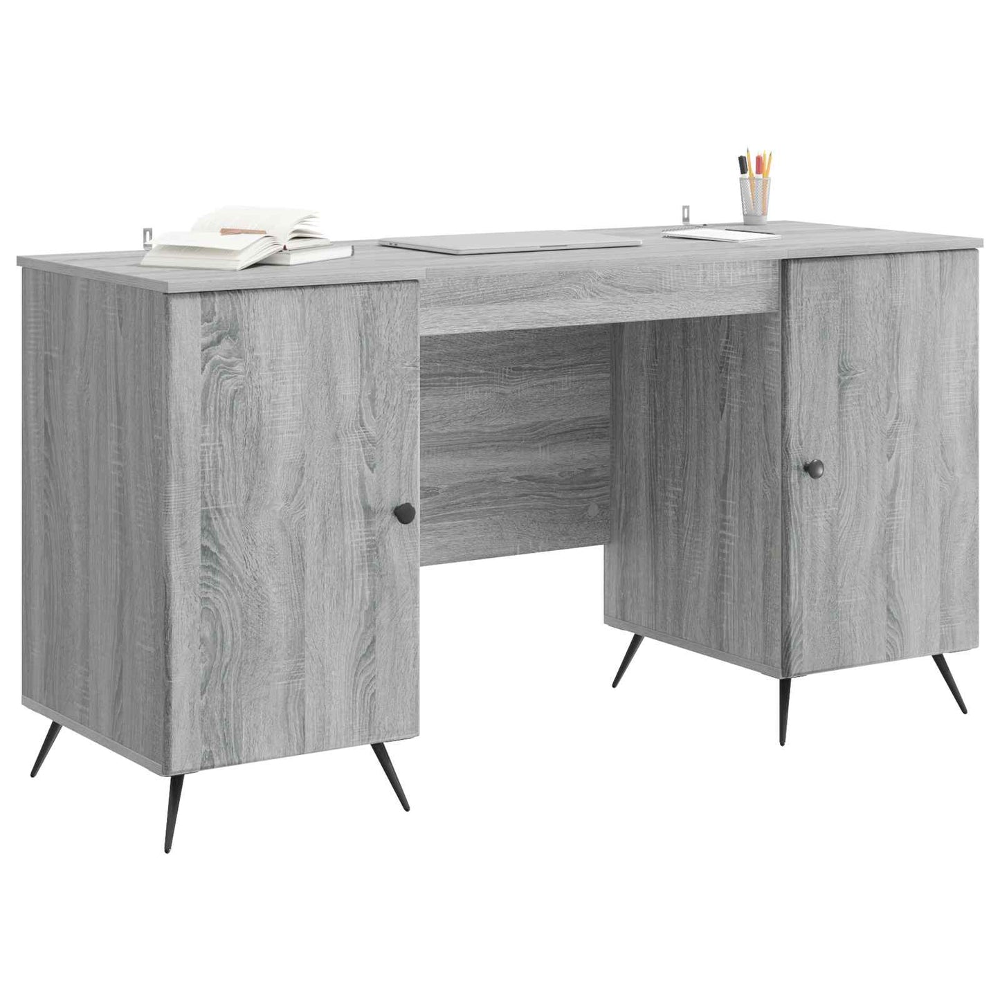 Desk with Shelf Grey Sonoma 142.5 x 50 x 75 cm Engineered Wood
