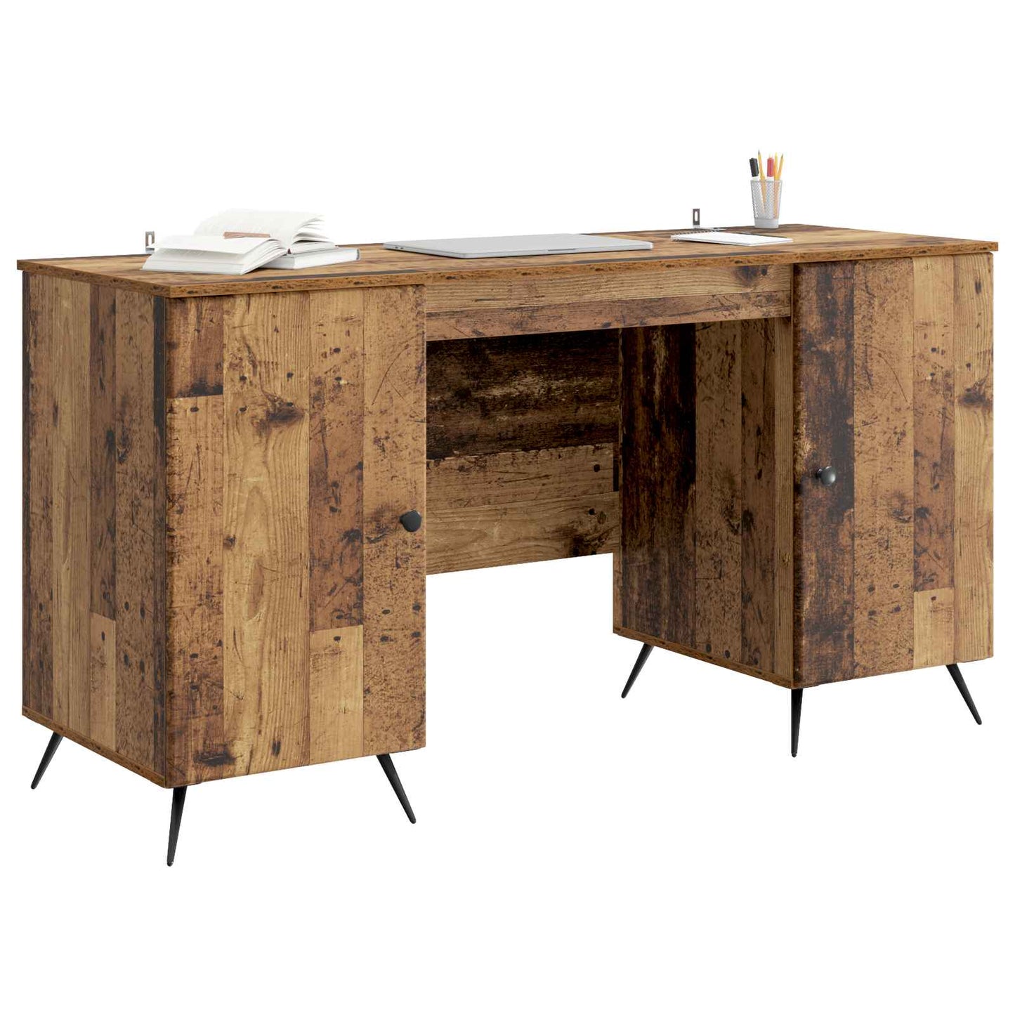 Desk with Shelf Old Wood 142.5 x 50 x 75 cm Engineered Wood