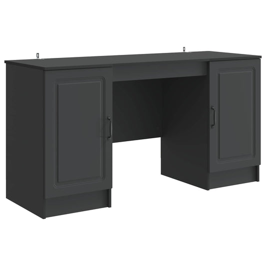 Desk with Shelf Black 142.5 x 50 x 75 cm Engineered Wood