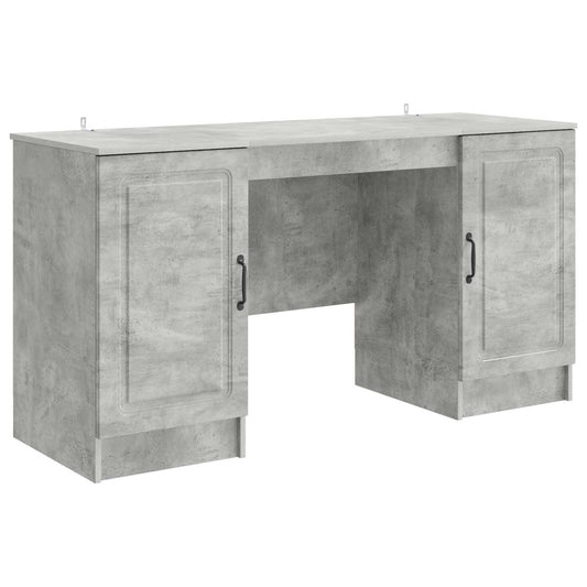 Desk with Door Concrete Grey 142.5 x 50 x 75 cm Engineered Wood