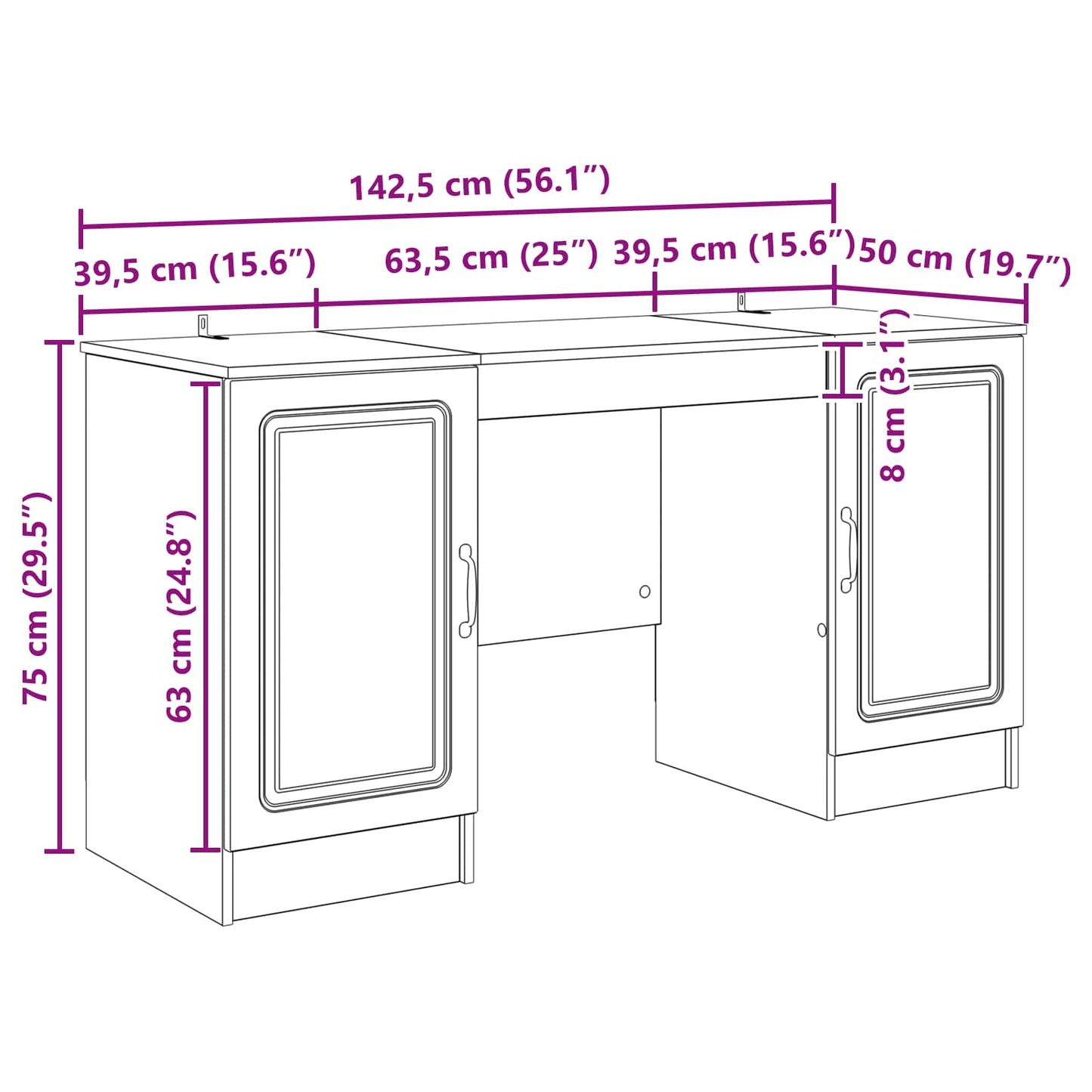 Desk with Shelf Smoked Oak 142.5 x 50 x 75 cm Engineered Wood