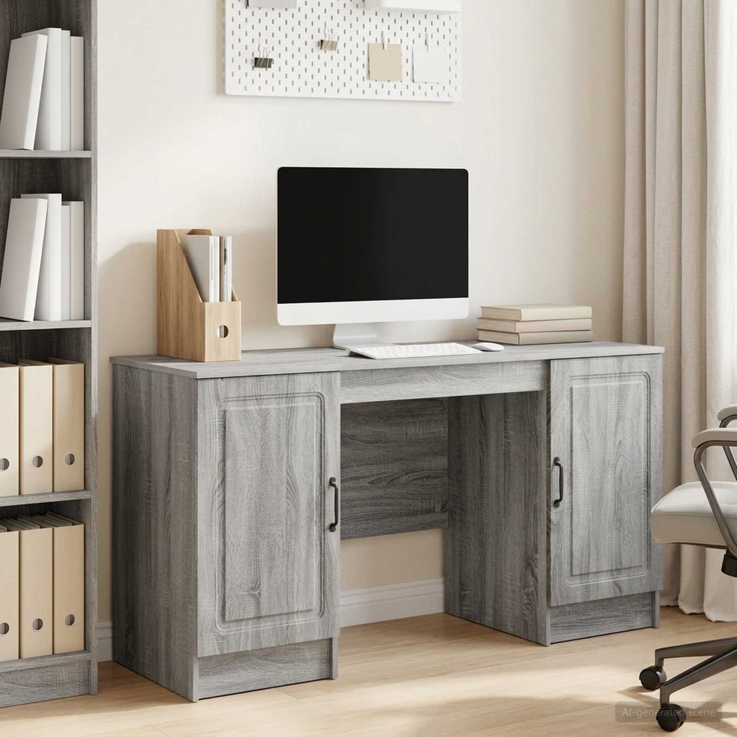 Desk Grey Sonoma 142.5 x 50 x 75 cm Engineered Wood