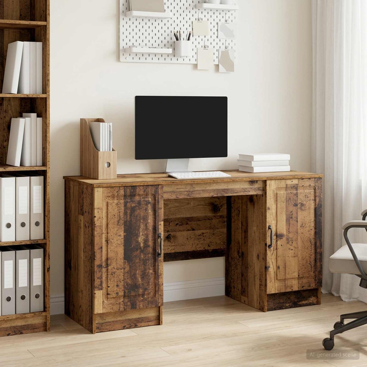 Desk with Shelf Old Wood 142.5 x 50 x 75 cm Engineered Wood
