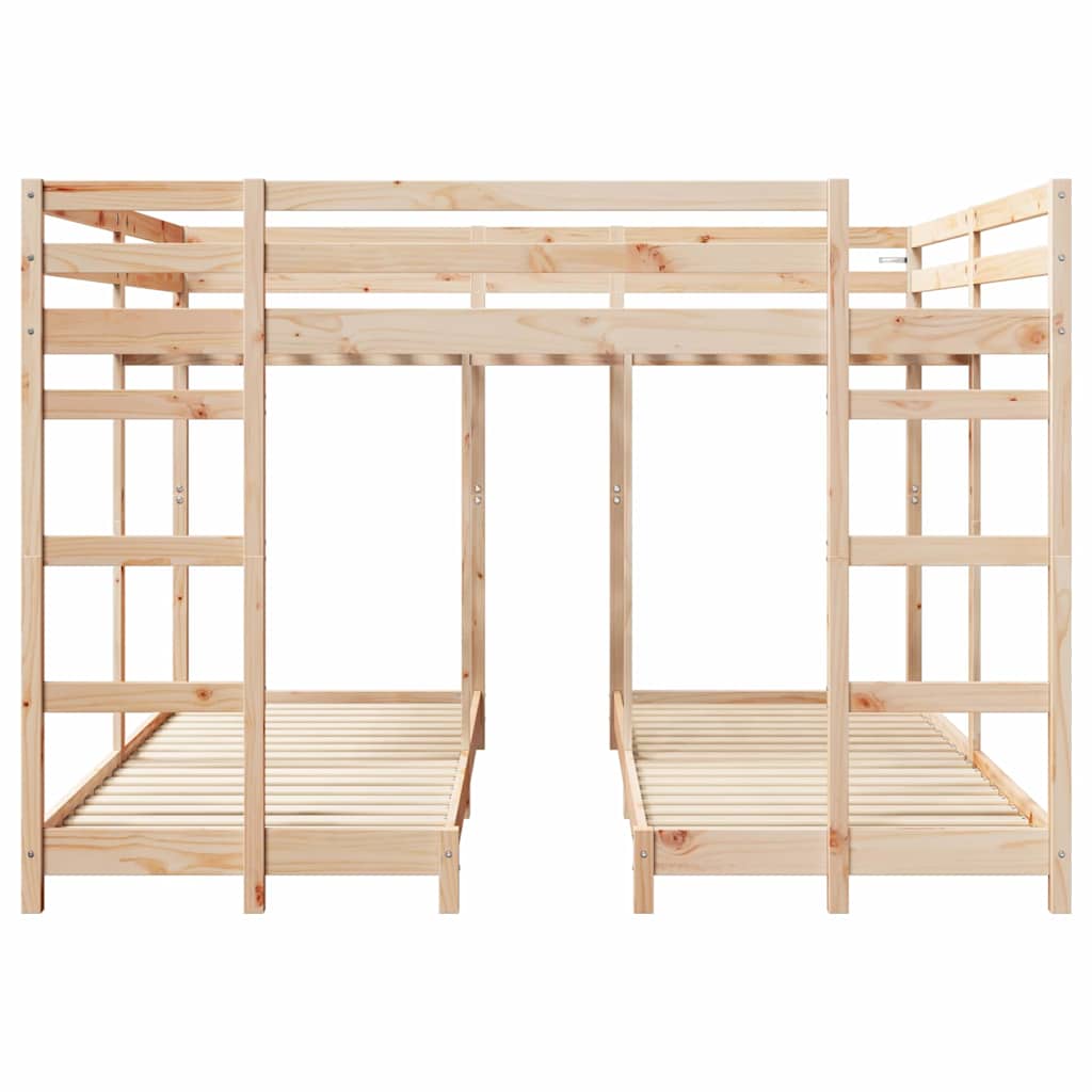 Triple Bunk Bed Frame Natural 80 / 200 x 200 cm Solid Pine Wood