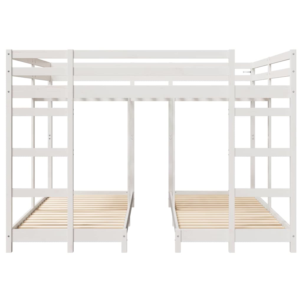 Triple Bunk Bed Frame White 200 x 200 cm Solid Pine Wood