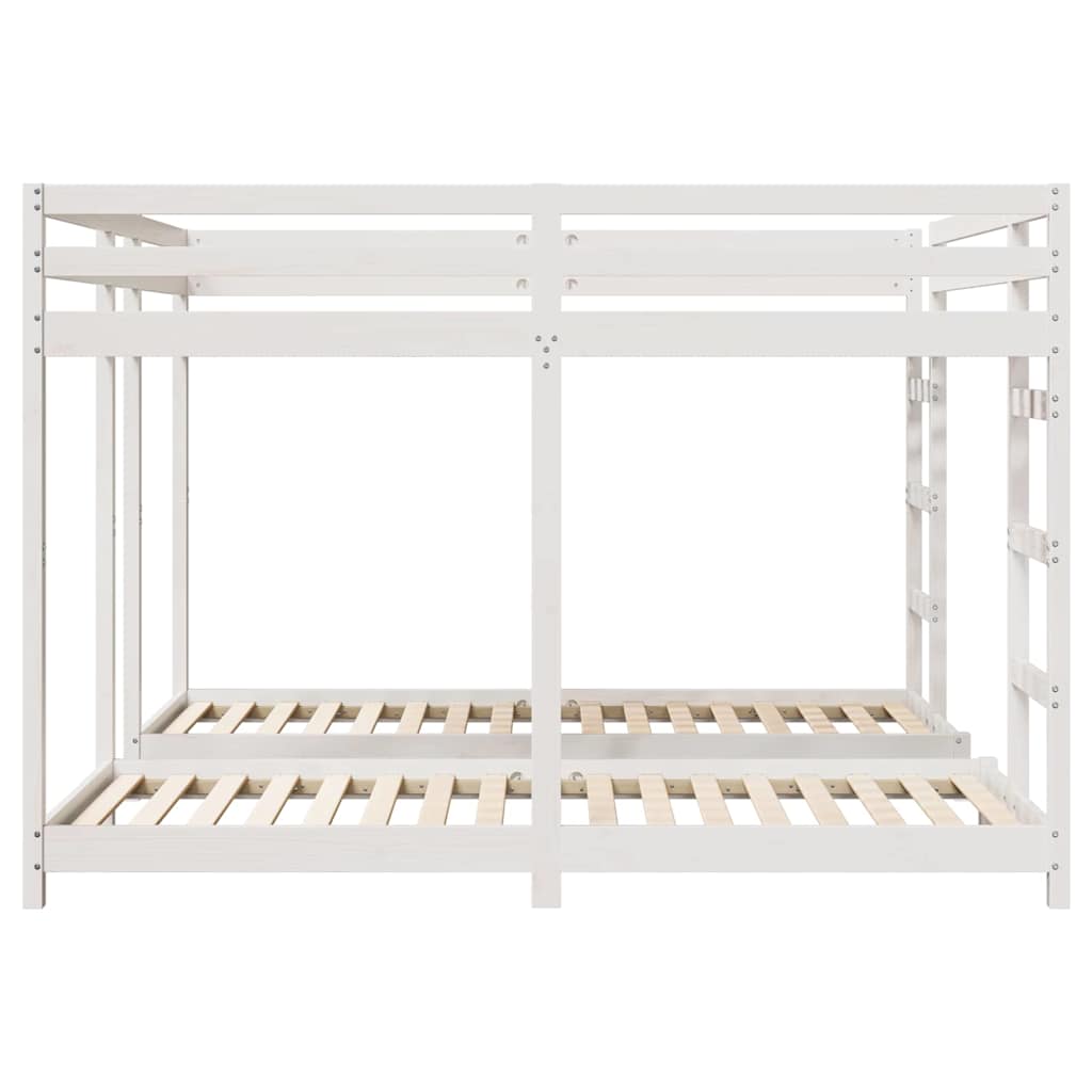Triple Bunk Bed Frame White 200 x 200 cm Solid Pine Wood