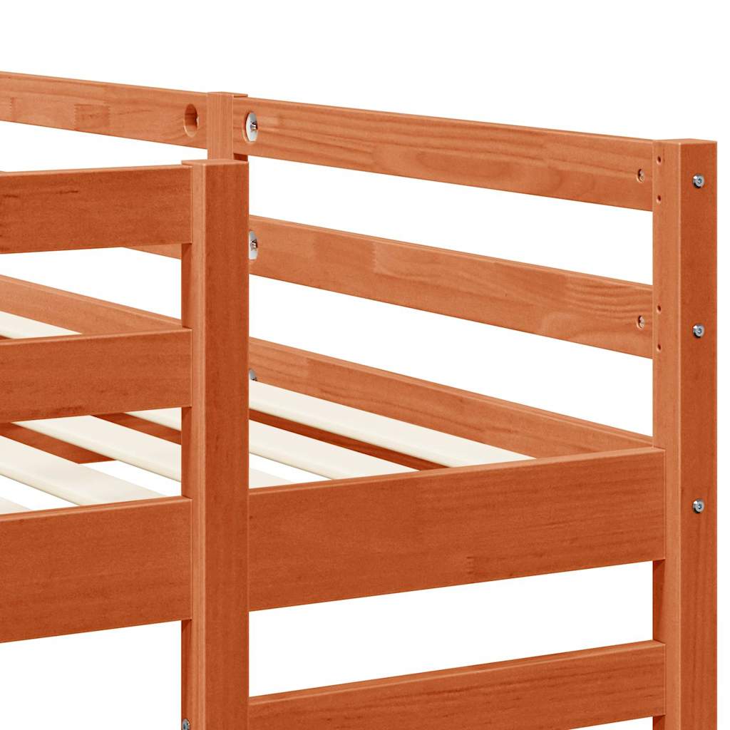 Triple Bunk Bed Frame Wax Brown 200 x 200 cm Solid Pine Wood