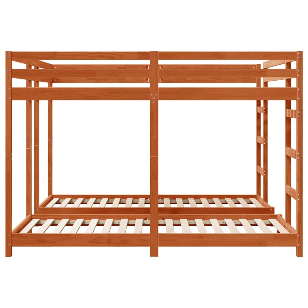 Triple Bunk Bed Frame Wax Brown 200 x 200 cm Solid Pine Wood