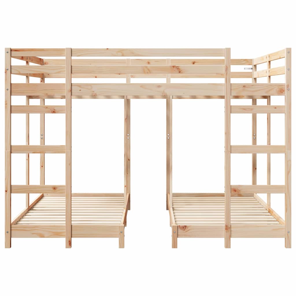 Triple Bunk Bed Frame Brown 160 x 200 cm Solid Pine Wood