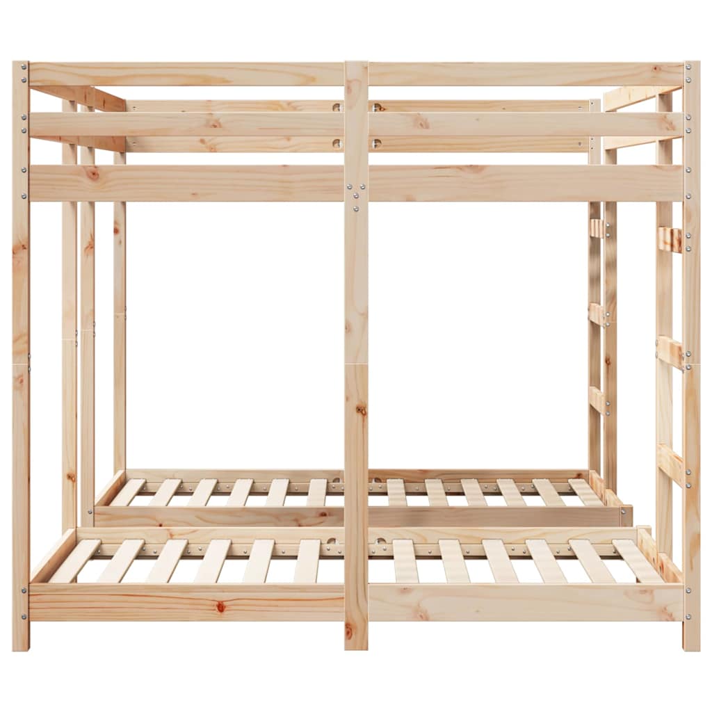 Triple Bunk Bed Frame Brown 160 x 200 cm Solid Pine Wood
