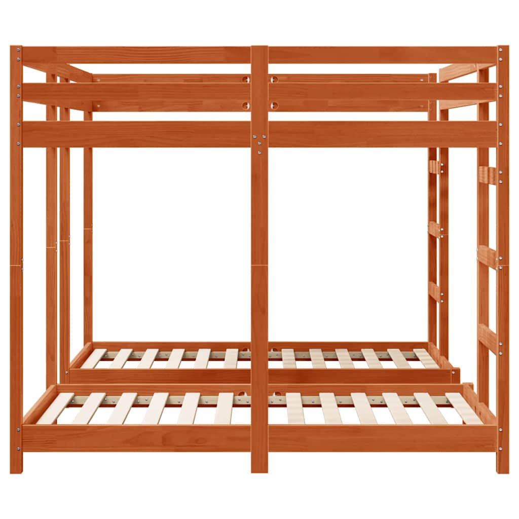 Triple Bunk Bed Frame Wax brown 160 x 200 cm Solid Pine Wood